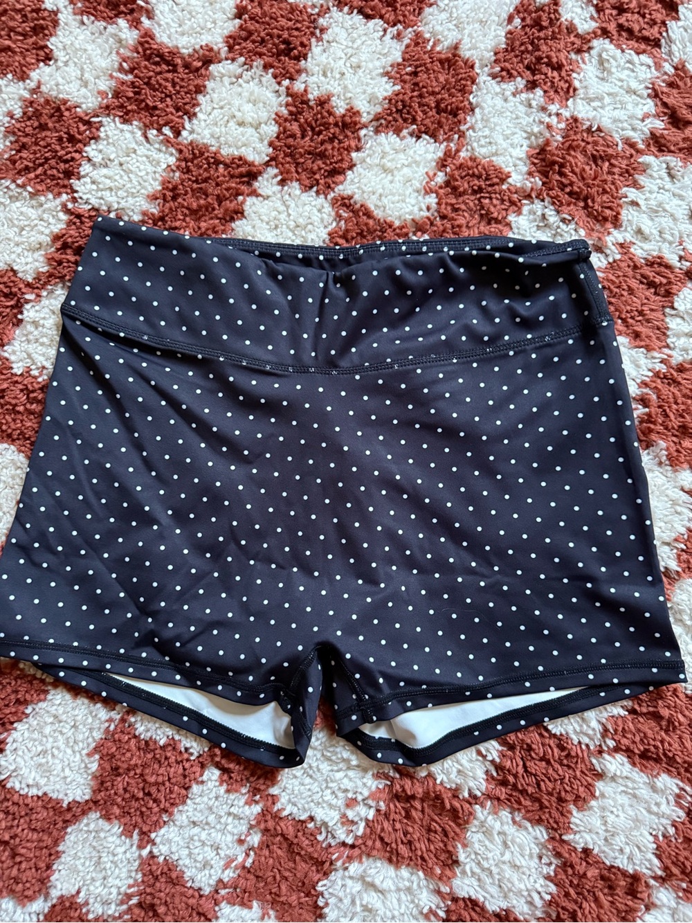 Black polka dot yoga shorts